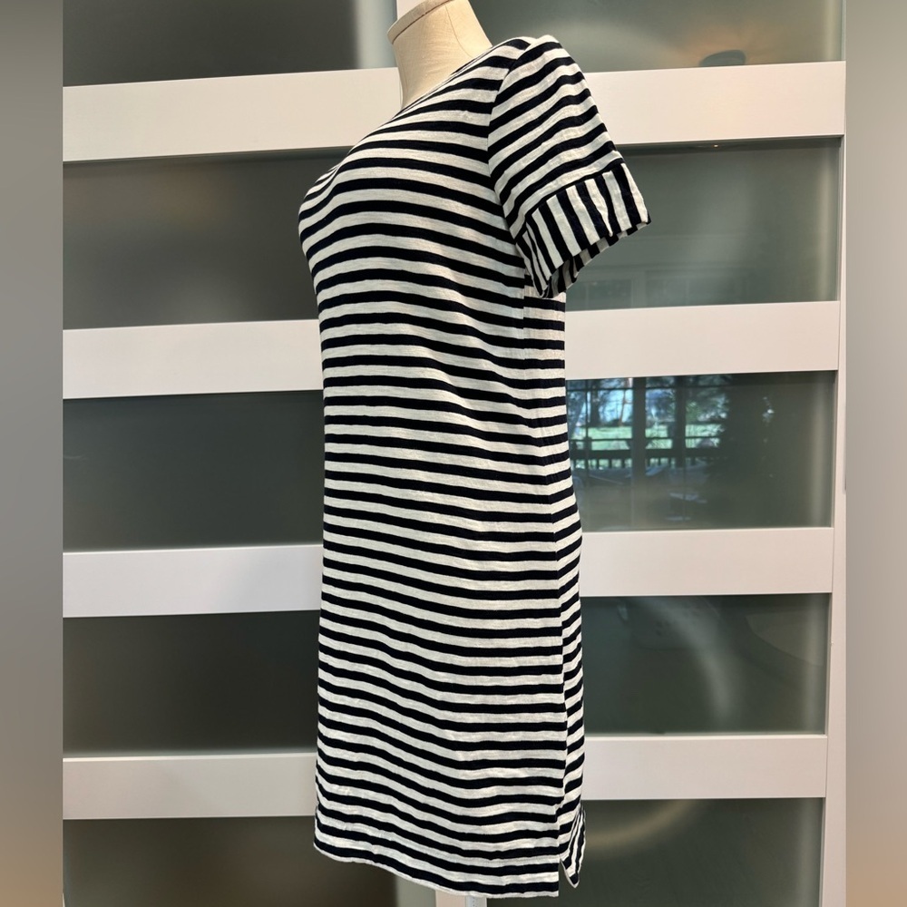 BODEN women’s size 4 short sleeve cotton striped shirt dress in white and navy - Picture 5 of 11
